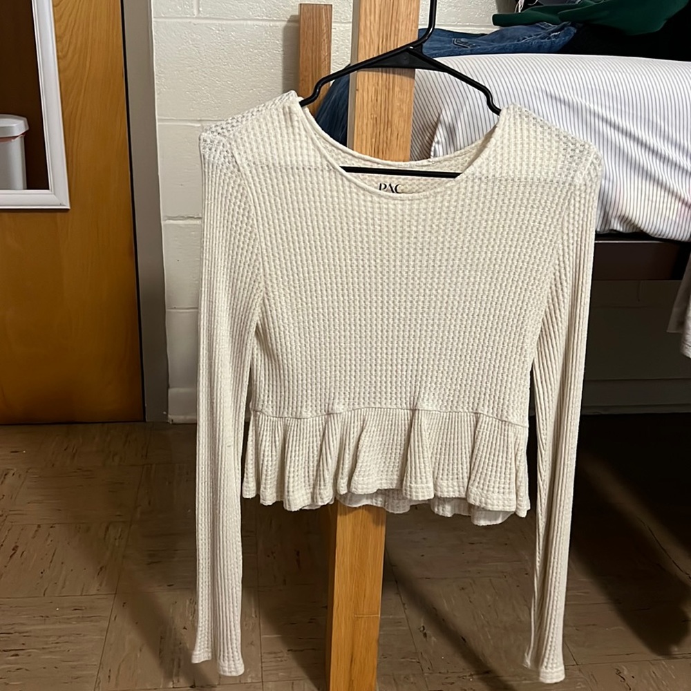 Pacsun Paccares Waffle Scoop Babydoll Crop Top Shirt